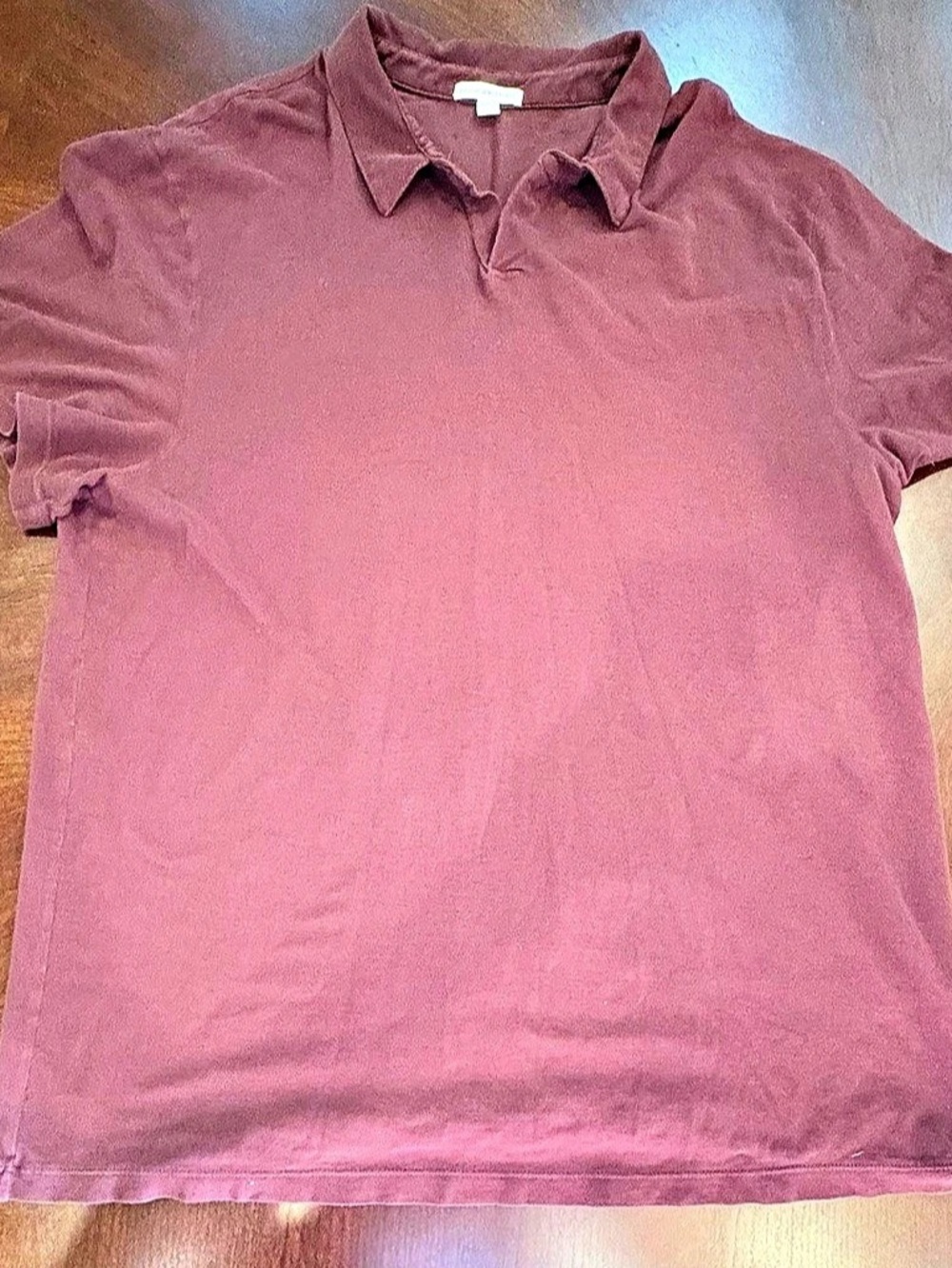 James Perse Men’s Standard Polo Shirt XXL 5 Burgundy 100% Cotton Made USA
